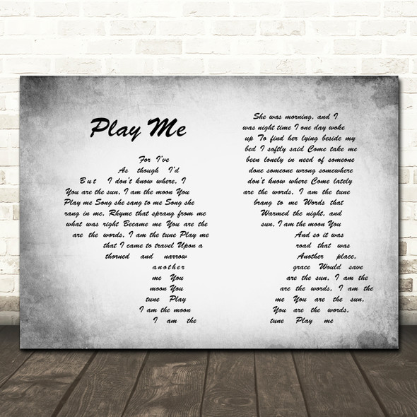 Neil Diamond Play Me Man Lady Couple Grey Song Lyric Quote Print