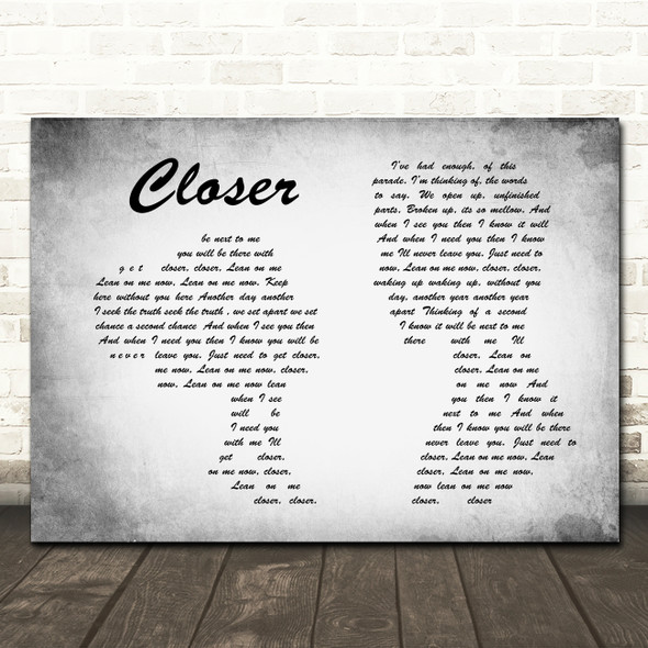 Travis Closer Man Lady Couple Grey Song Lyric Quote Print