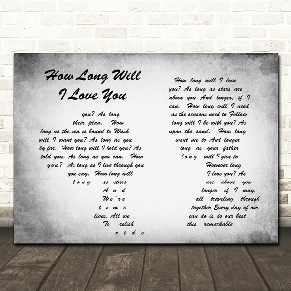 Ellie Goulding How Long Will I Love You Man Lady Couple Grey Song Lyric Print
