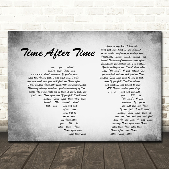 Cyndi Lauper Time After Time Man Lady Couple Grey Song Lyric Quote Print