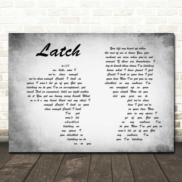 Sam Smith Latch Man Lady Couple Grey Song Lyric Quote Print