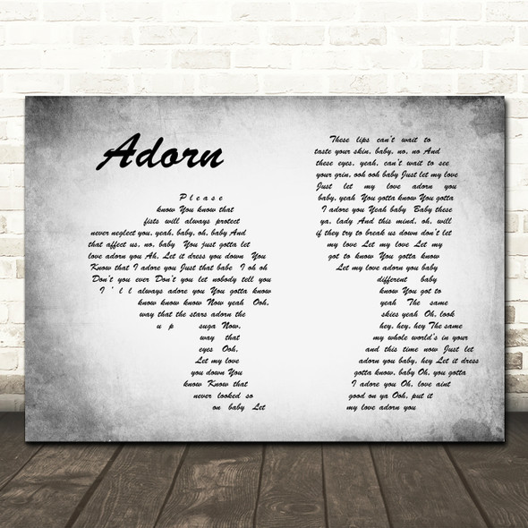 Miguel Adorn Man Lady Couple Grey Song Lyric Quote Print