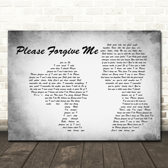 Bryan Adams Please Forgive Me Man Lady Couple Grey Song Lyric Print