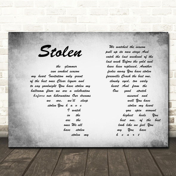 Dashboard Confessional Stolen Man Lady Couple Grey Song Lyric Print