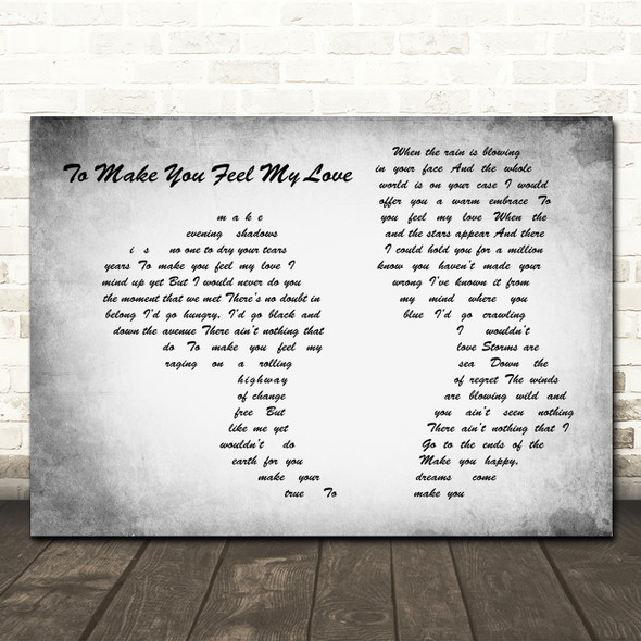 Garth Brooks To Make You Feel My Love Man Lady Couple Grey Song Lyric Print