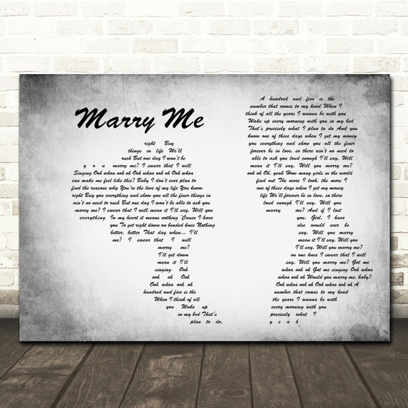 Jason Derulo Marry Me Man Lady Couple Grey Song Lyric Print