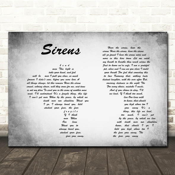 Pearl Jam Sirens Man Lady Couple Grey Song Lyric Print