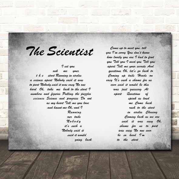 Coldplay The Scientist Man Lady Couple Grey Song Lyric Quote Print
