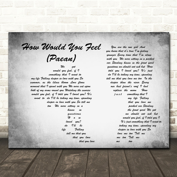 Ed Sheeran How Would You Feel (Paean) Man Lady Couple Grey Song Lyric Print