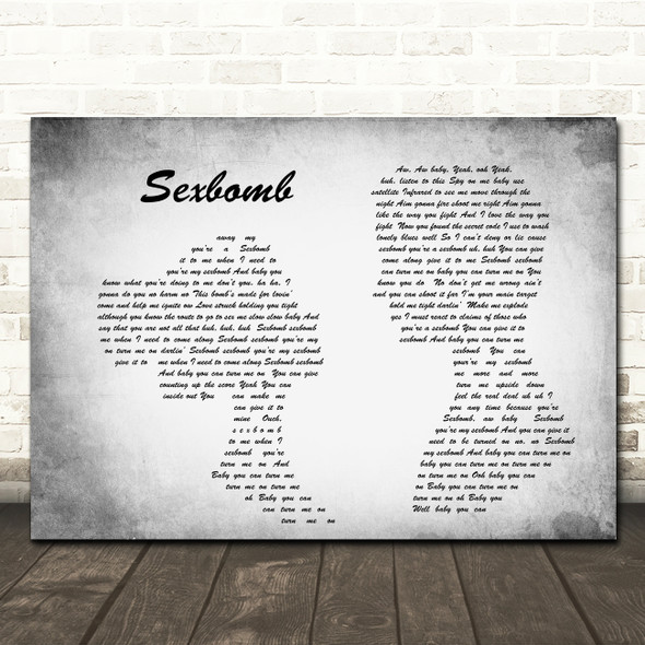 Tom Jones Sexbomb Man Lady Couple Grey Song Lyric Quote Print