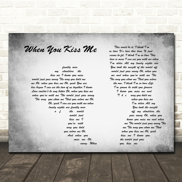 Shania Twain When You Kiss Me Man Lady Couple Grey Song Lyric Music Art Print