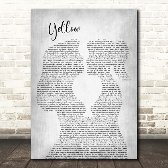 Coldplay Yellow Lesbian Women Gay Brides Couple Wedding Grey Song Lyric Print