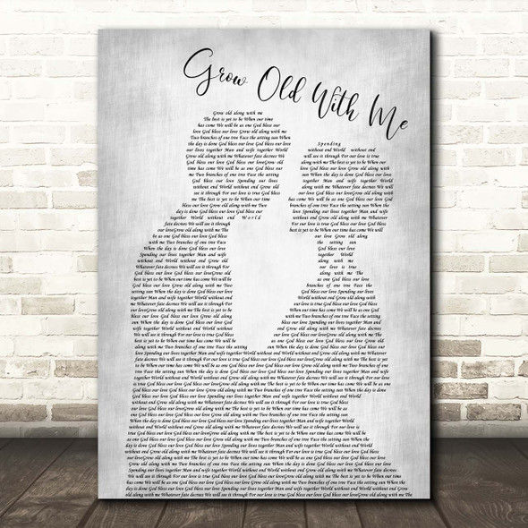 John Lennon Grow Old With Me Man Lady Bride Groom Wedding Grey Song Lyric Print