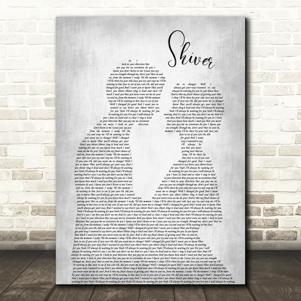 Coldplay Shiver Man Lady Bride Groom Wedding Grey Song Lyric Quote Music Print