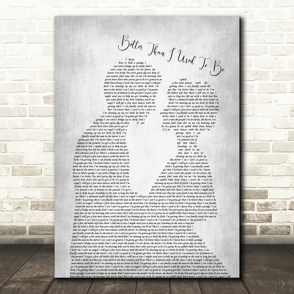 Tim McGraw Better Than I Used To Be Man Lady Bride Groom Wedding Grey Song Lyric Quote Music Print