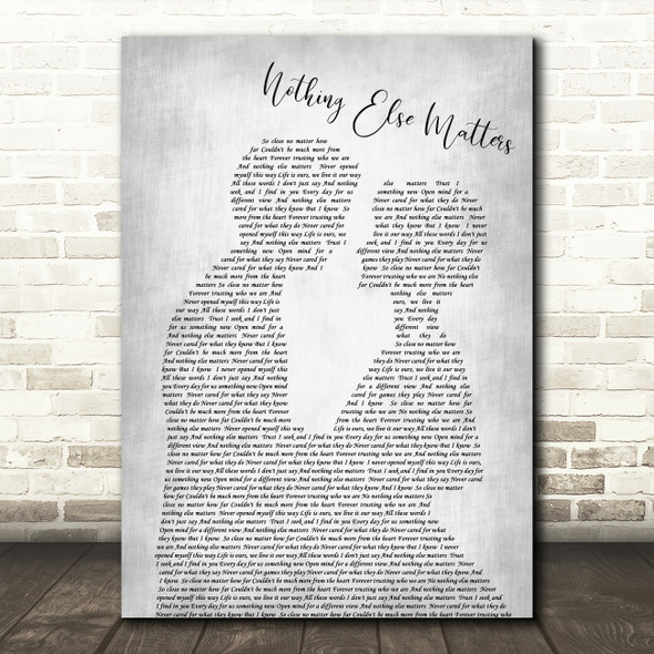 Metallica Nothing Else Matters Grey Song Man Lady Bride Groom Wedding Print