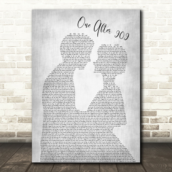 The Beatles One After 909 Man Lady Bride Groom Wedding Grey Song Lyric Print