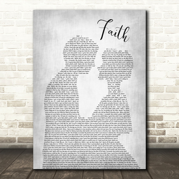 George Michael Faith Man Lady Bride Groom Wedding Grey Song Lyric Quote Print