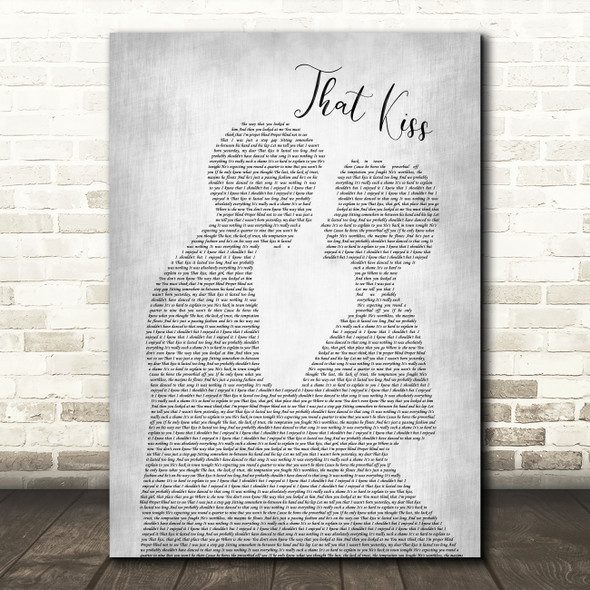 The Courteeners That Kiss Man Lady Bride Groom Wedding Grey Song Lyric Print