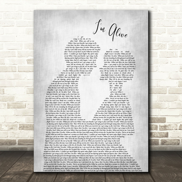 Celine Dion I'm Alive Grey Song Lyric Man Lady Bride Groom Wedding Print