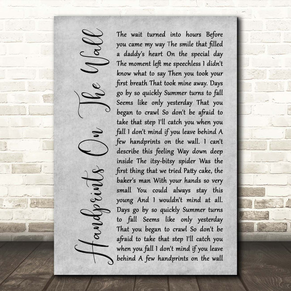 Kenny Rogers Handprints On The Wall Grey Rustic Script Song Lyric Print