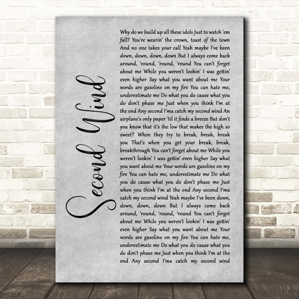 Maren Morris Second Wind Grey Rustic Script Song Lyric Print