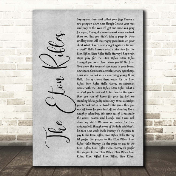 The Jam The Eton Rifles Grey Rustic Script Song Lyric Print