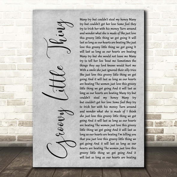 Beres Hammond Groovy Little Thing Grey Rustic Script Song Lyric Print