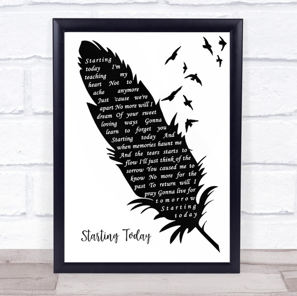 Elvis Presley Starting Today Black & White Feather & Birds Song Lyric Print