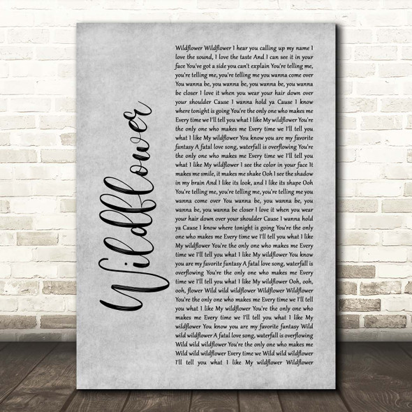 5 Seconds Of Summer Wildflower Grey Rustic Script Song Lyric Print