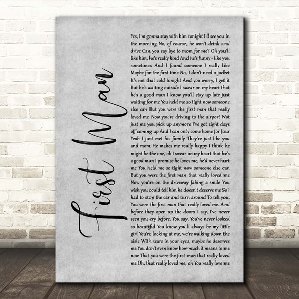 Camila Cabello First Man Grey Rustic Script Song Lyric Print