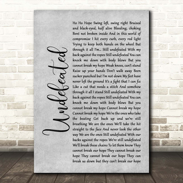 Daughtry Undefeated Grey Rustic Script Song Lyric Print