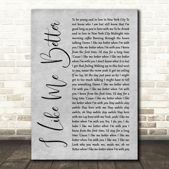 Lauv I Like Me Better Grey Rustic Script Song Lyric Wall Art Print