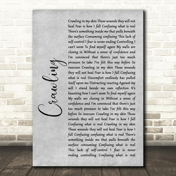 Linkin Park Crawling Grey Rustic Script Song Lyric Wall Art Print
