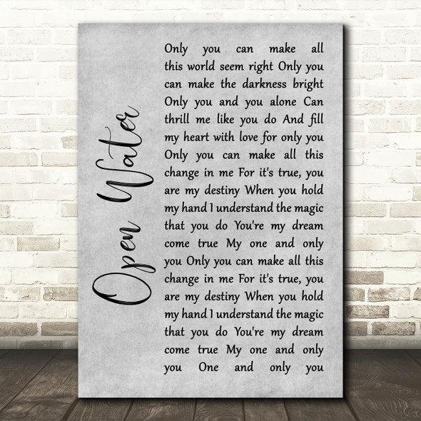 Blessthefall Open Water Grey Rustic Script Song Lyric Wall Art Print