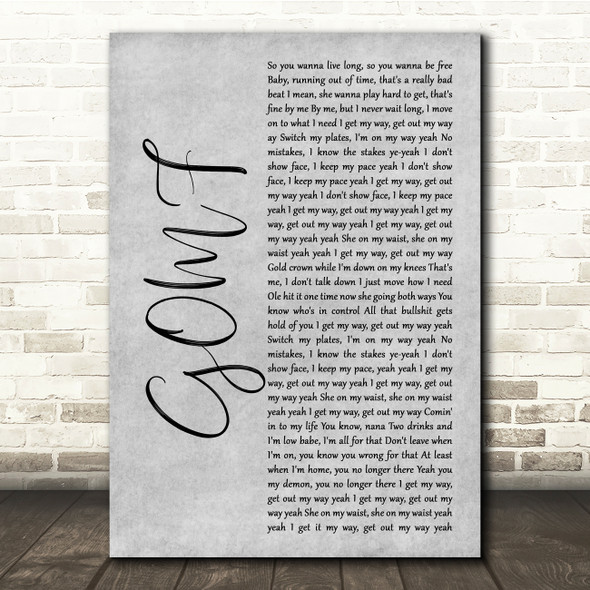 DVBBS GOMF Grey Rustic Script Song Lyric Quote Music Print