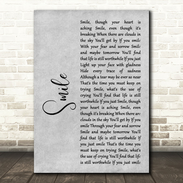 Michael Jackson Smile Rustic Script Grey Song Lyric Quote Print