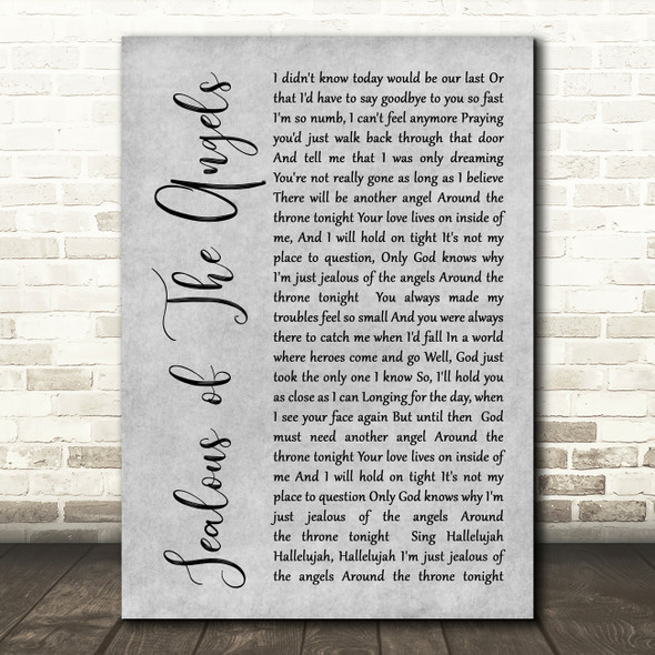 Katherine Jenkins Jealous Of The Angels Rustic Script Grey Song Lyric Print