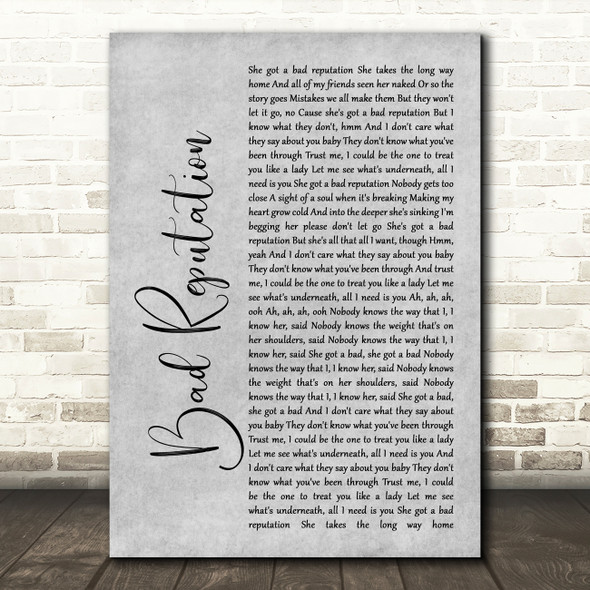 Shawn Mendes Bad Reputation Rustic Script Grey Song Lyric Print