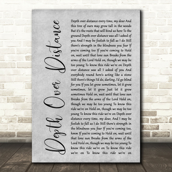 Ben Howard Depth Over Distance Rustic Script Grey Song Lyric Print
