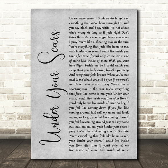 Godsmack Under Your Scars Rustic Script Grey Song Lyric Print
