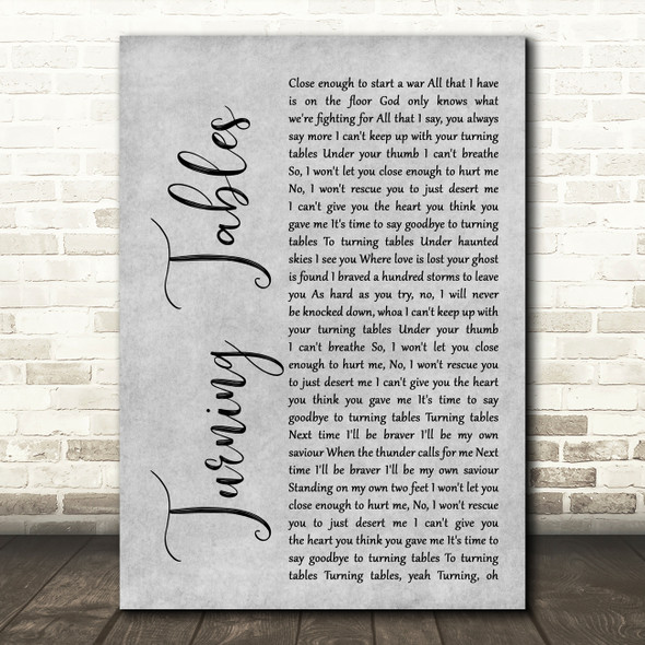 Adele Turning Tables Rustic Script Grey Song Lyric Quote Print