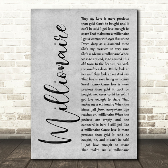 Chris Stapleton Millionaire Grey Rustic Script Song Lyric Print