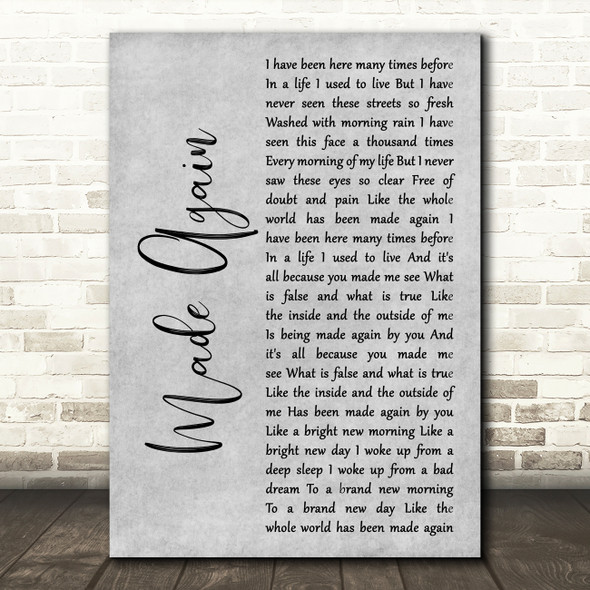 Marillion Made Again Grey Rustic Script Song Lyric Music Art Print