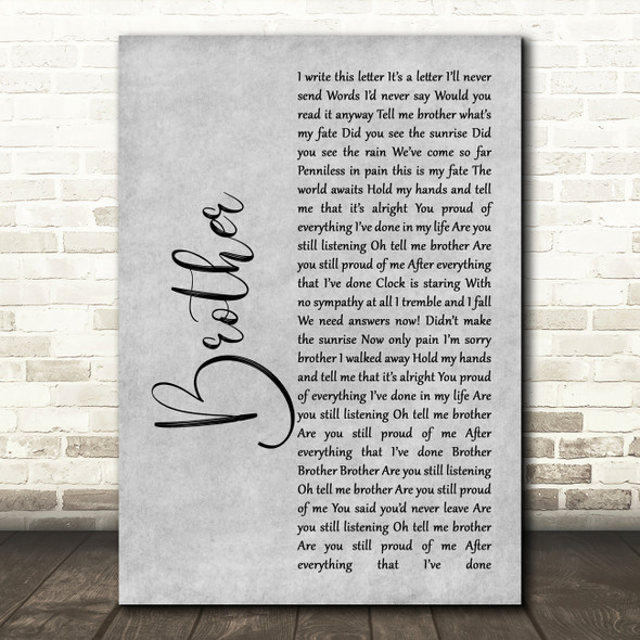 SAUL Brother Grey Rustic Script Song Lyric Music Art Print
