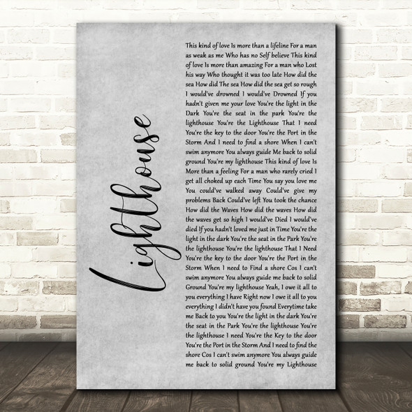 Westlife Lighthouse Grey Rustic Script Song Lyric Music Art Print