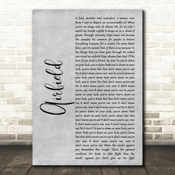 Enter Shikari Airfield Grey Rustic Script Song Lyric Music Art Print