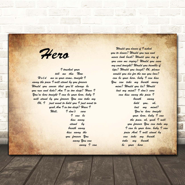 Enrique Iglesias Hero Man Lady Couple Song Lyric Print