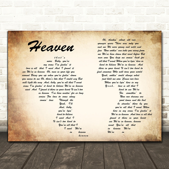 Bryan Adams Heaven Man Lady Couple Song Lyric Quote Print