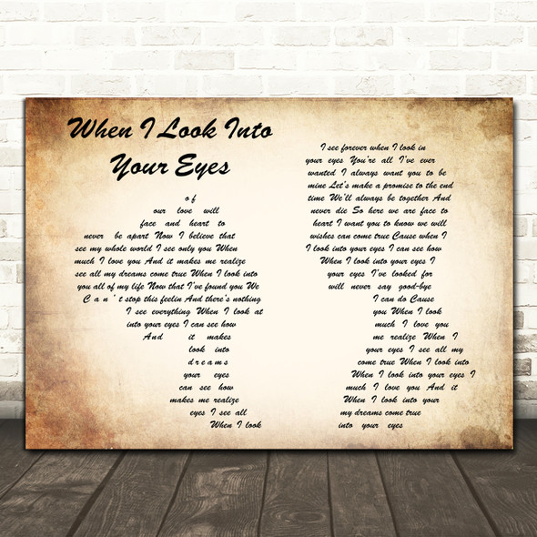 Firehouse When I Look Into Your Eyes Man Lady Couple Song Lyric Quote Print